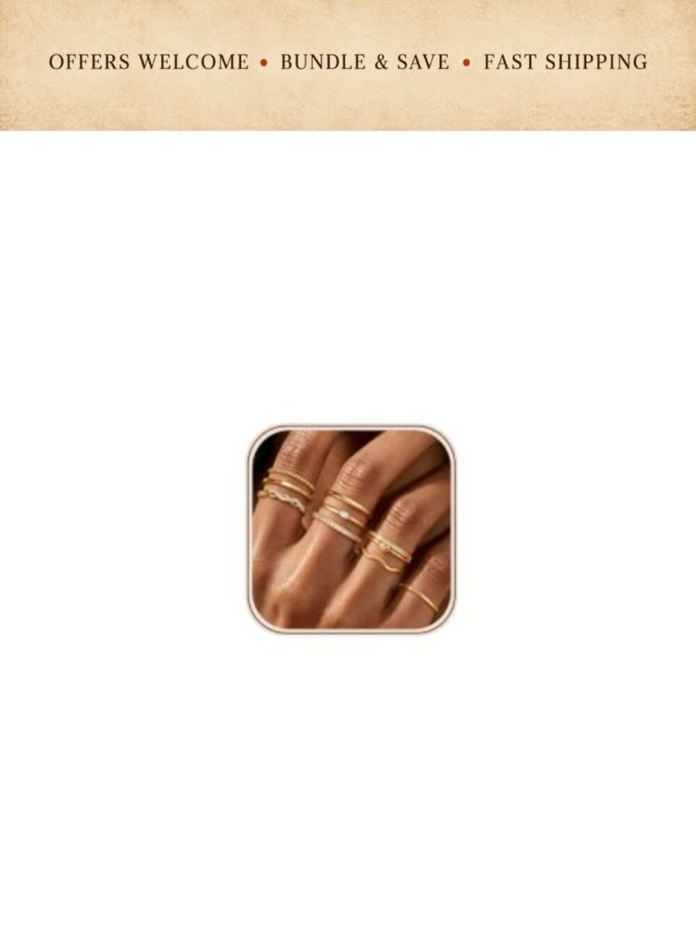 9Pc Stackable Rings Set Adjustable 14K Gold Plated CZ